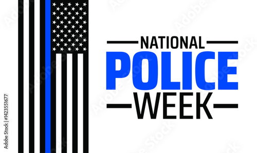 national police week background banner or poster design template. observed every year in May. Holiday concept. Use to any Template, card, poster, placard, template.