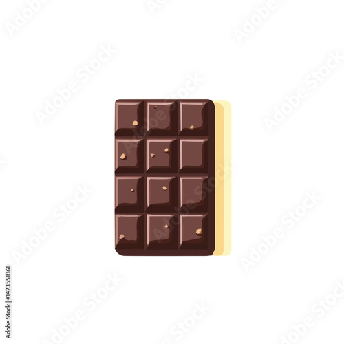 A Simple flat 2D icon of a chocolate bar isolated on a transparent background, vector, flat design, animation design, simple flat 2D icon, minimalist design, clipart, illustration