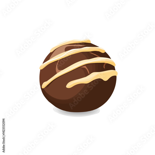 A Simple flat 2D icon of a chocolate truffle isolated on a transparent background, vector, flat design, animation design, simple flat 2D icon, minimalist design, clipart, illustration