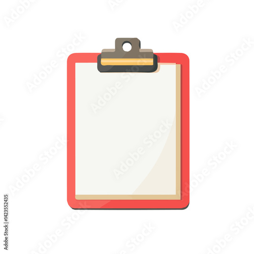A Simple flat 2D icon of clipboard isolated on a transparent background, vector, flat design, animation design, simple flat 2D icon, minimalist design, clipart, illustration