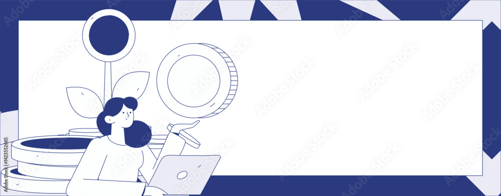 Obraz premium Internet financial management investment flat vector concept operation hand drawn illustration 
