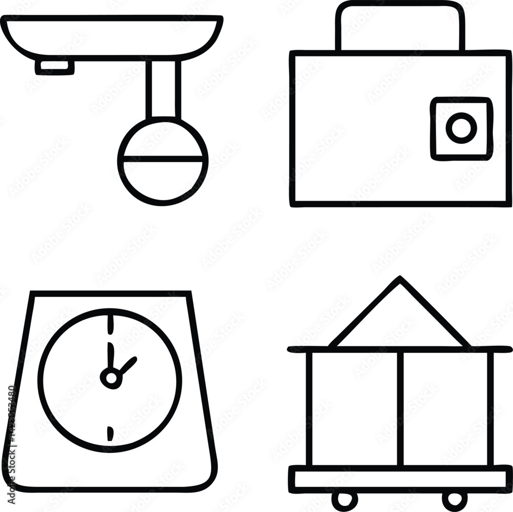 Scale Line Icon Set | Justice, Balance, Weight & Measurement Symbol Vector Art EPS Format Scale Line Icon Set | Justice, Balance, Weight & Measurement Symbol Vector Art EPS Format