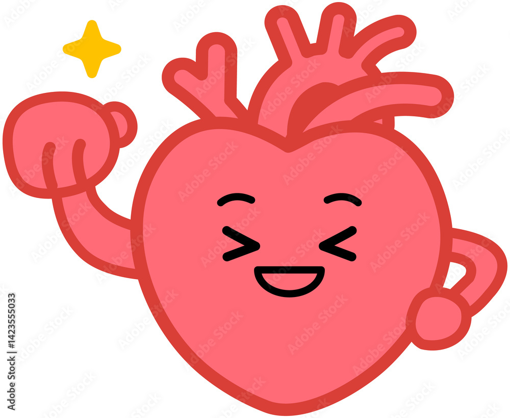 Fototapeta premium Cartoon heart organ illustration - healthy and happy heart
