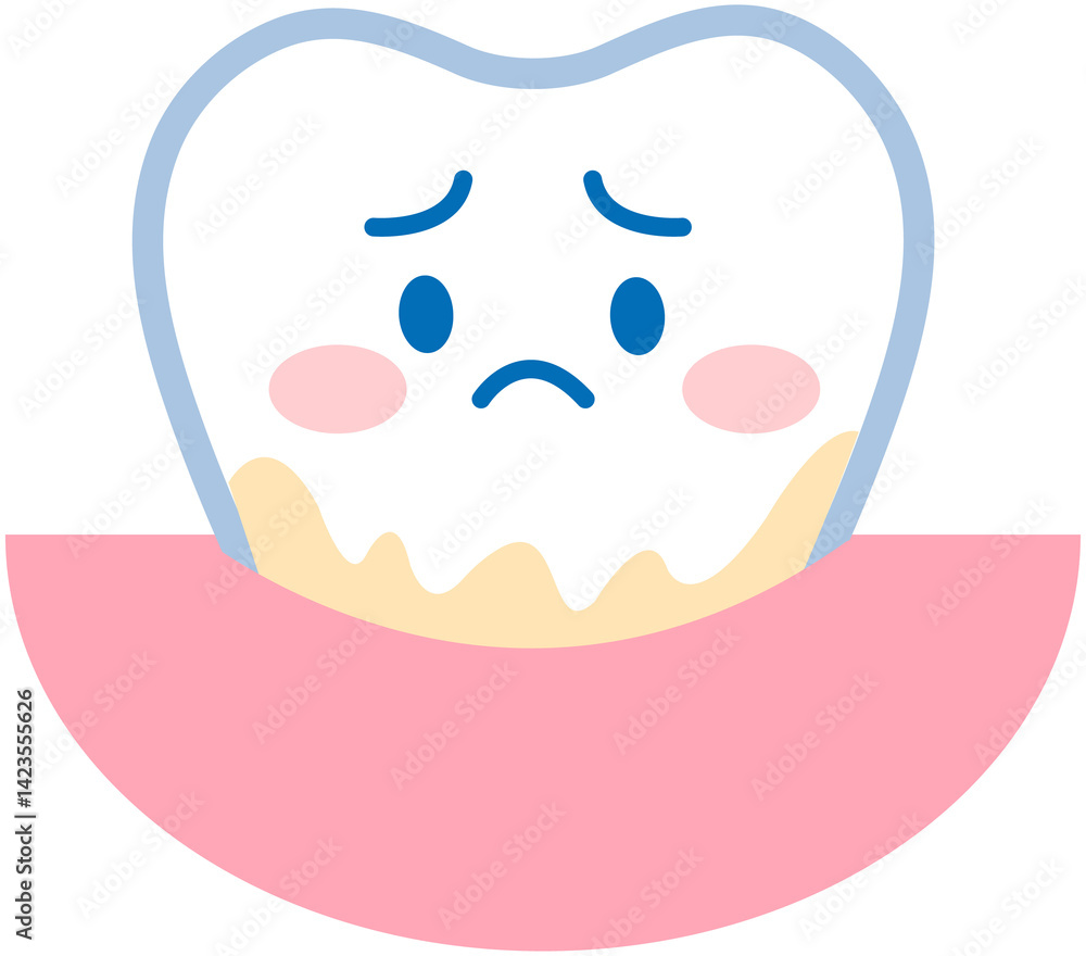 Cartoon Tooth Icon - Unhappy Dental Tartar Cartoon Tooth Icon - Unhappy Dental Tartar