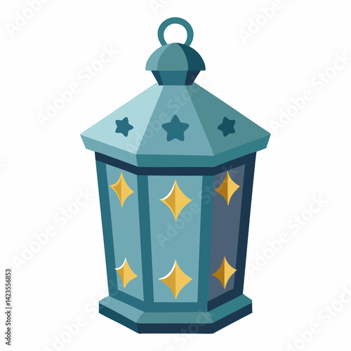 An illustration of a glowing lantern surrounded by twinkling stars against a dark background.