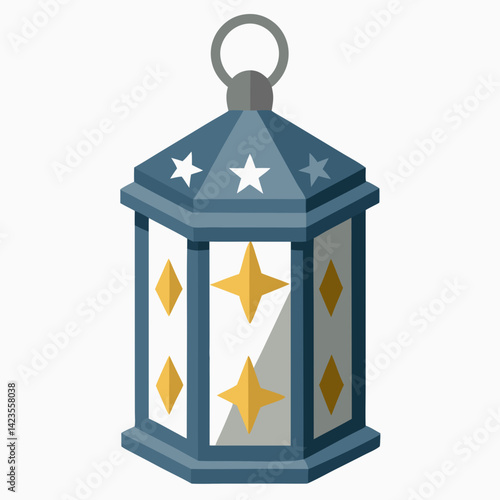 An illustration of a glowing lantern surrounded by twinkling stars against a dark background.