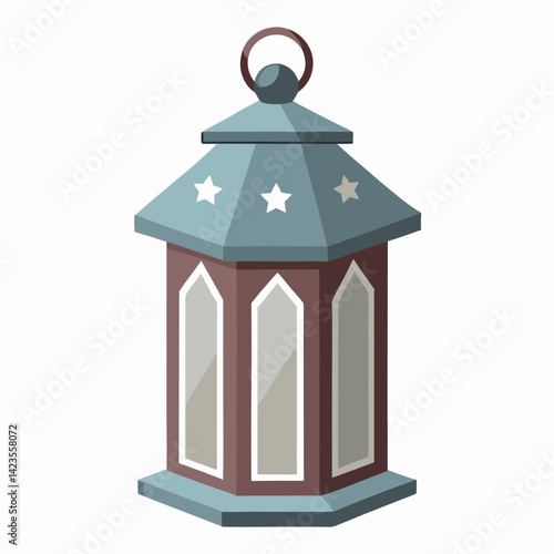 An illustration of a glowing lantern surrounded by twinkling stars against a dark background.