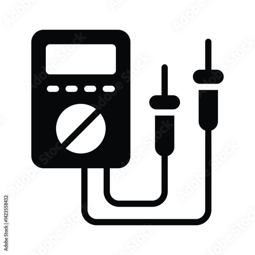 A well designed glyph style icon of voltmeter