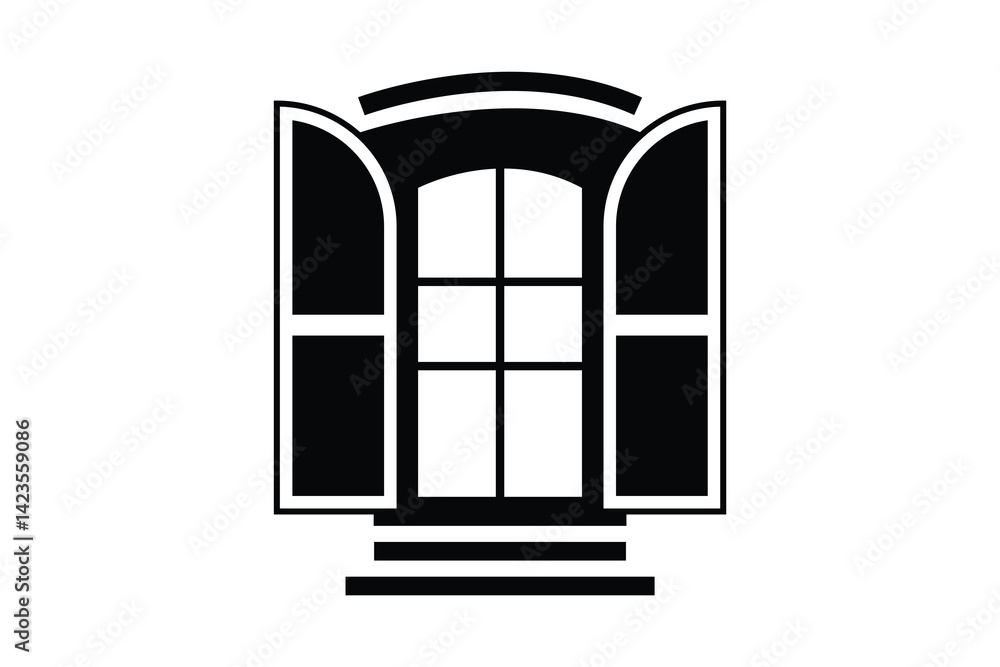Simple window art silhouettes vector with white background Simple window art silhouettes vector with white background