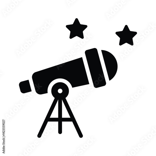 Easy to use glyph style icon of telescope