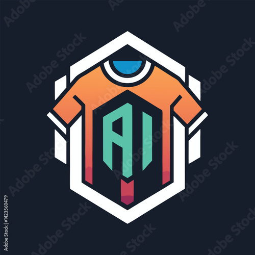 Creative logo design featuring an AI-themed clothing bra with modern graphics and color scheme suitable for contemporary fashion branding platforms