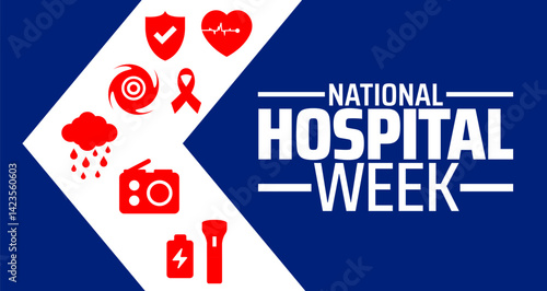 National Hospital Week background banner or poster design template. observed every year in May. Holiday concept. Use to any Template, card, poster, placard, template.