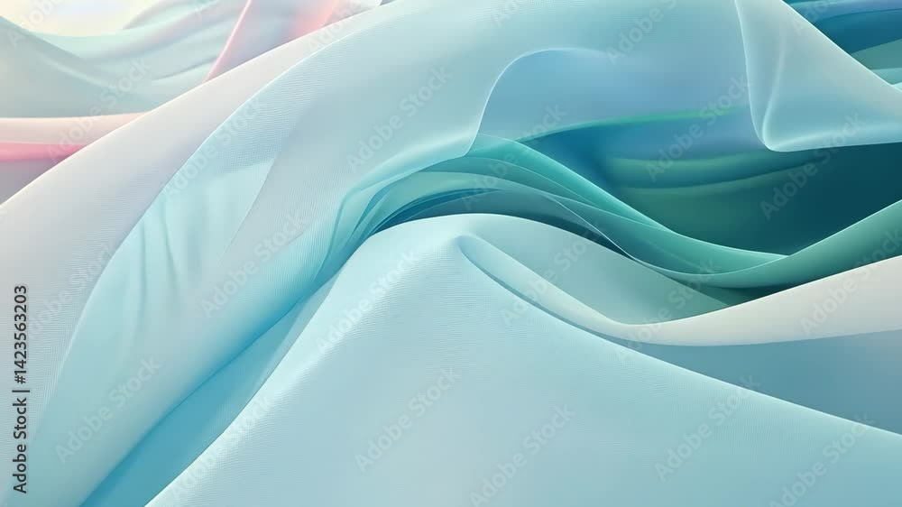 Serene Teal White Fluid Ribbon Animation Background Serene Teal White Fluid Ribbon Animation Background
