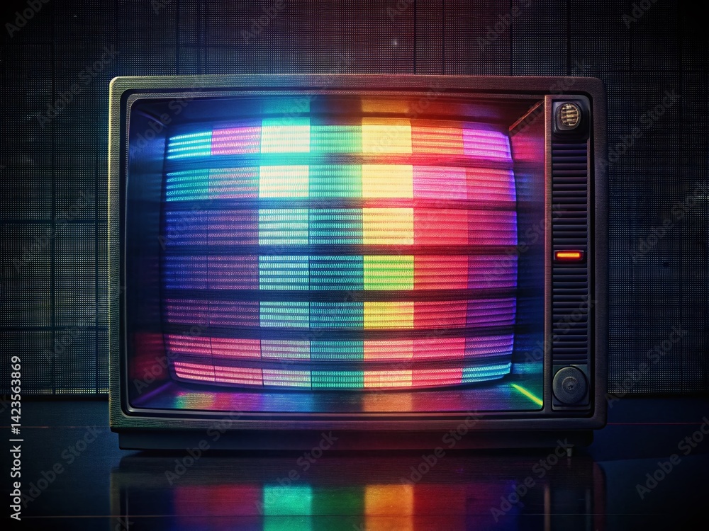 No Signal: Vintage Analog TV with VHS Static and Colorful Noise