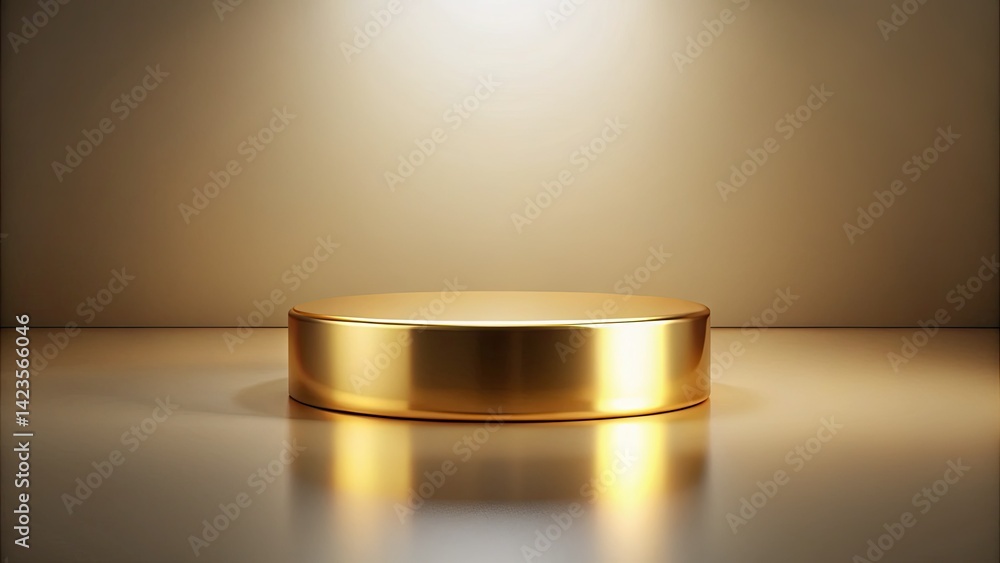 Golden Cylinder Podium 3D Render - Luxury Product Display Background Golden Cylinder Podium 3D Render - Luxury Product Display Background
