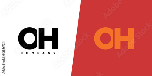 Letter O and H, OH logo design template. Minimal monogram initial based logotype.