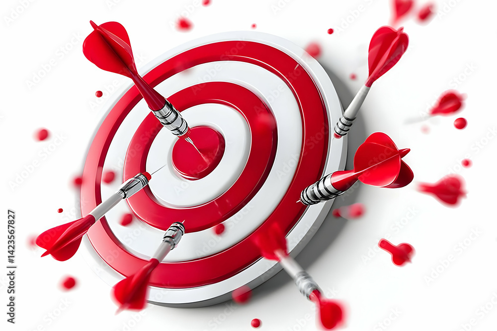 A vivid image of a dartboard with multiple red darts striking the target, showcasing precision and focus in a game of darts. A vivid image of a dartboard with multiple red darts striking the target, showcasing precision and focus in a game of darts.