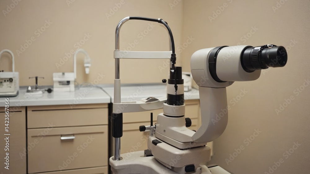 Optometry instrument for eye exams, slit lamp with digital interface.