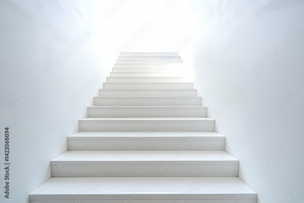 A serene staircase leads upwards into a bright white light, symbolizing hope and new beginnings. The minimalist design emphasizes clarity and simplicity. A serene staircase leads upwards into a bright white light, symbolizing hope and new beginnings. The minimalist design emphasizes clarity and simplicity.