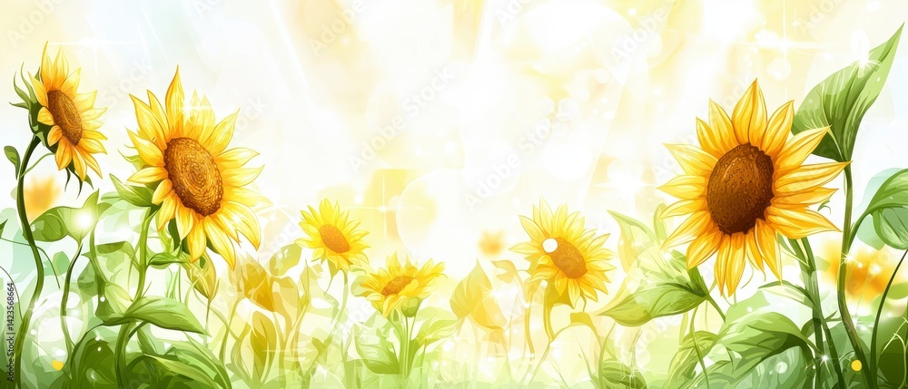 Obraz premium Vibrant Sunflowers in a Summer Field