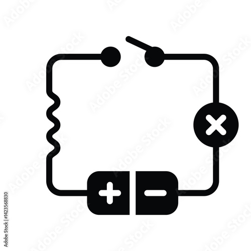 A customizable glyph style icon showing electrical circuit