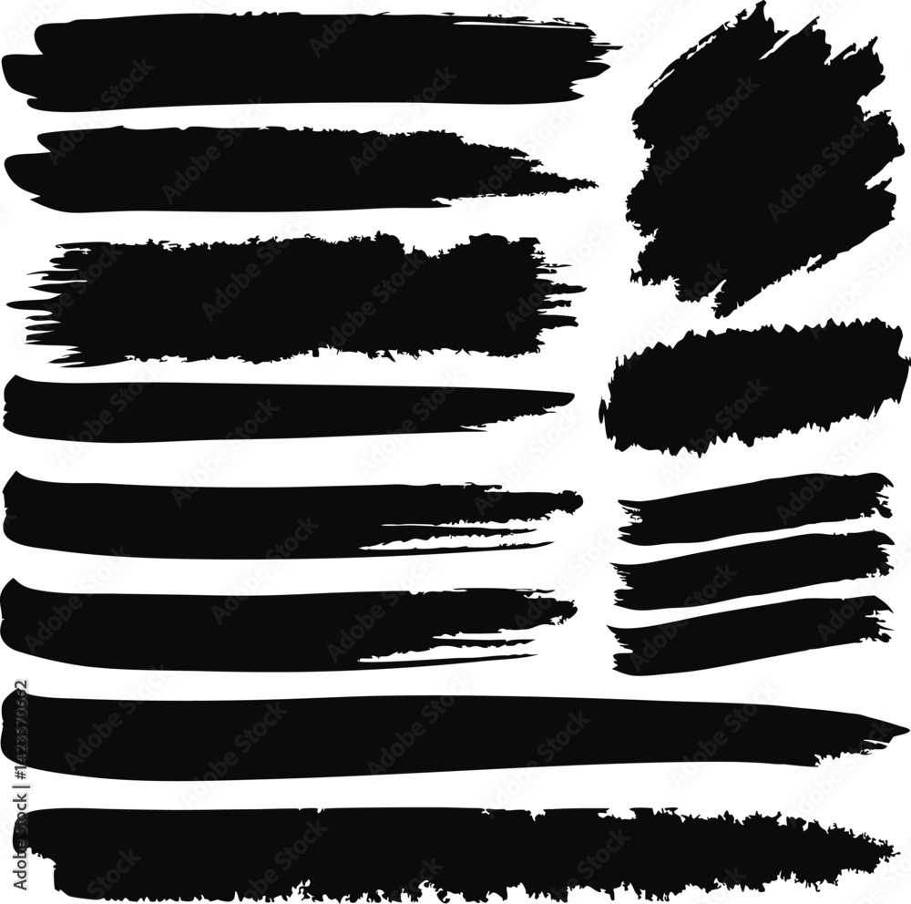 Black Ink Brush Strokes Design Elements Set for Artistic Projects Black Ink Brush Strokes Design Elements Set for Artistic Projects