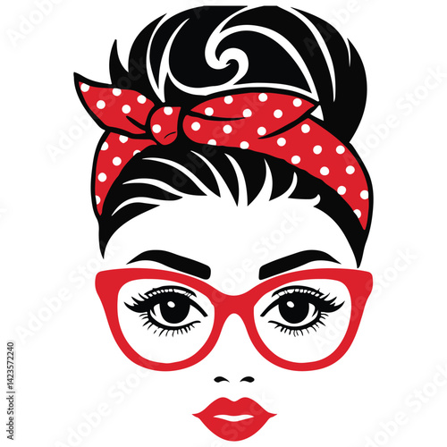 Mom Messy Bun illustration, Messy Bun Hairband clipart design, Messy Bun Design For Women