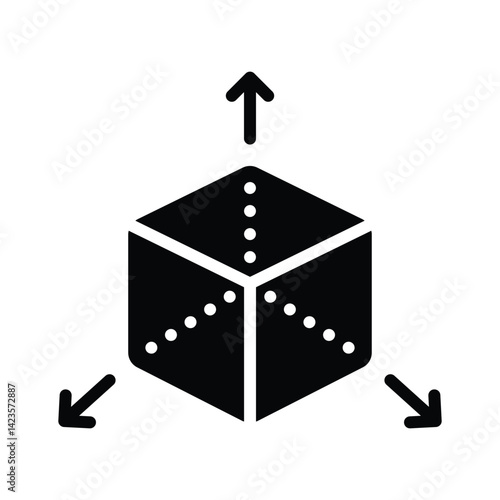 A well designed glyph style icon of three dimensional