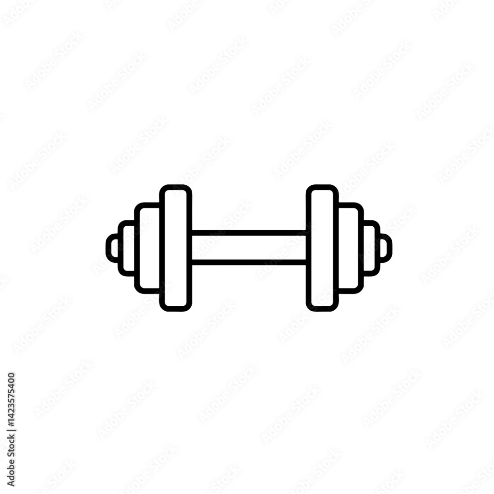 Dumbbell icon on a white background for fitness and exercise Dumbbell icon on a white background for fitness and exercise
