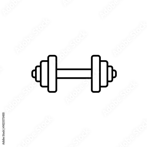 Dumbbell icon on a white background for fitness and exercise