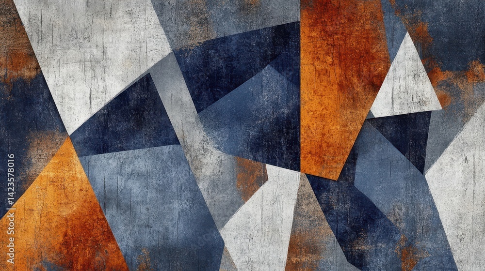 Fototapeta premium Abstract wallpaper with sharp shapes and cracked marble background