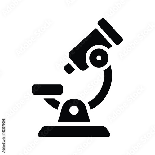An editable glyph style icon showing microscope