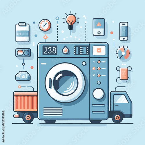 dryer, home, smart, electric, appliance, modern, machine, laundry, electronic, digital, household, line, tech, outline, washer, automatic, drying, connected, icon, equipment, lineal, smart appliances,