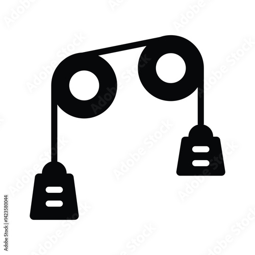 Here is a premium glyph style icon of pulley experiment