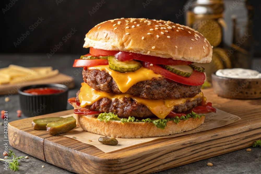 hamburger with french fries hamburger with french fries