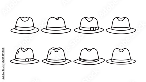 hats line art elegant and trendy outline of fashionable headgear