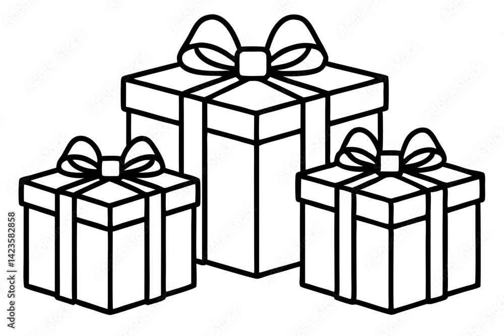 Obraz premium Monochrome Gift Box Vector Set