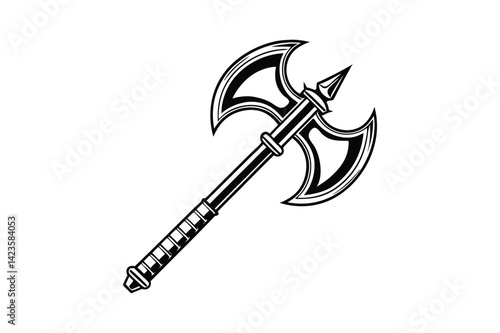 Double-Headed Axe Silhouette: Symbol of Strength and Medieval Combat