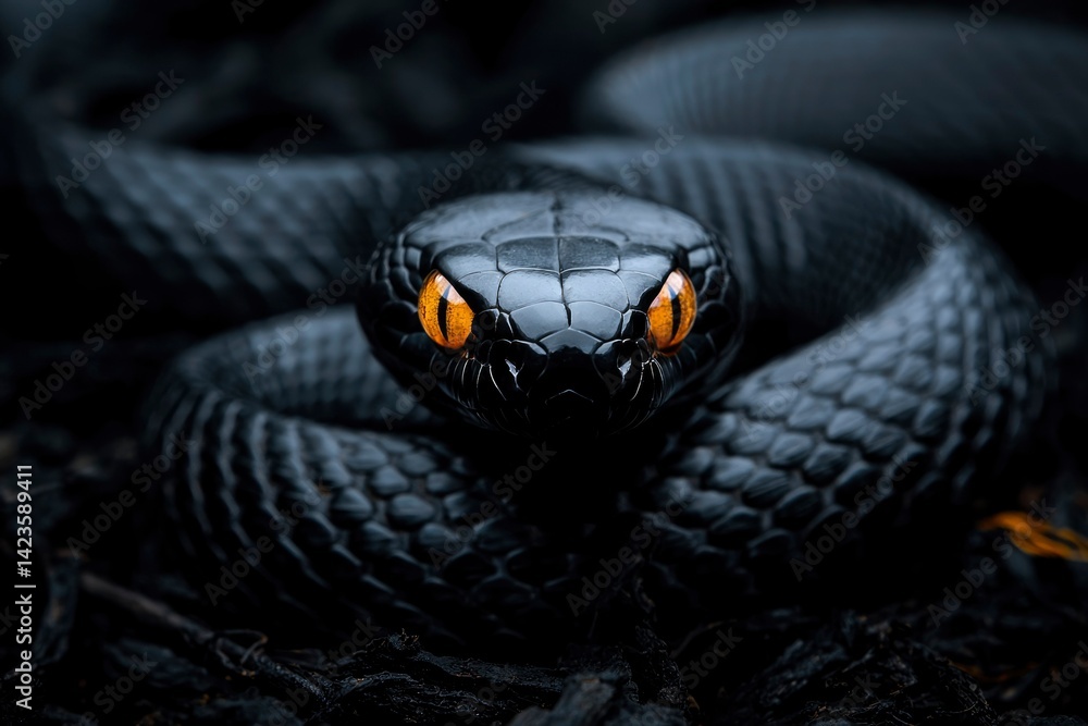 Fototapeta premium Black snake close-up