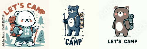 Cool bear camping illustration with tshirt design
