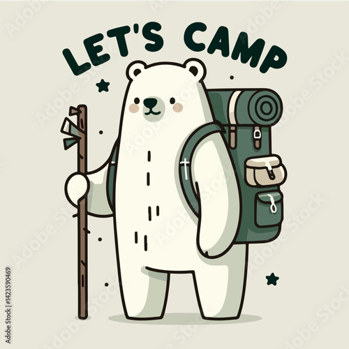 Cool bear camping illustration with tshirt design