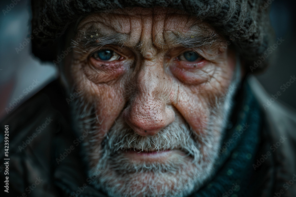 Generative AI illustration of person in dark town ruined by fire Generative AI illustration of person in dark town ruined by fire