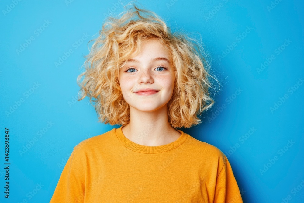 Smiling girl with curly hair Smiling girl with curly hair