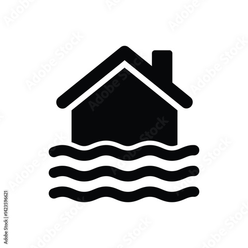 Flooded house icon symbolizing environmental disaster and risk
