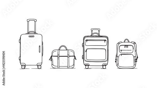 Luggage Set Icons line art elegant suitcase icons for travel