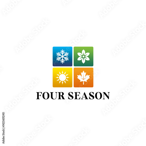 Logo design graphic concept creative premium vector stock image graphic circle cut four seasons winter summer spring fall enviroment weather outdoor
