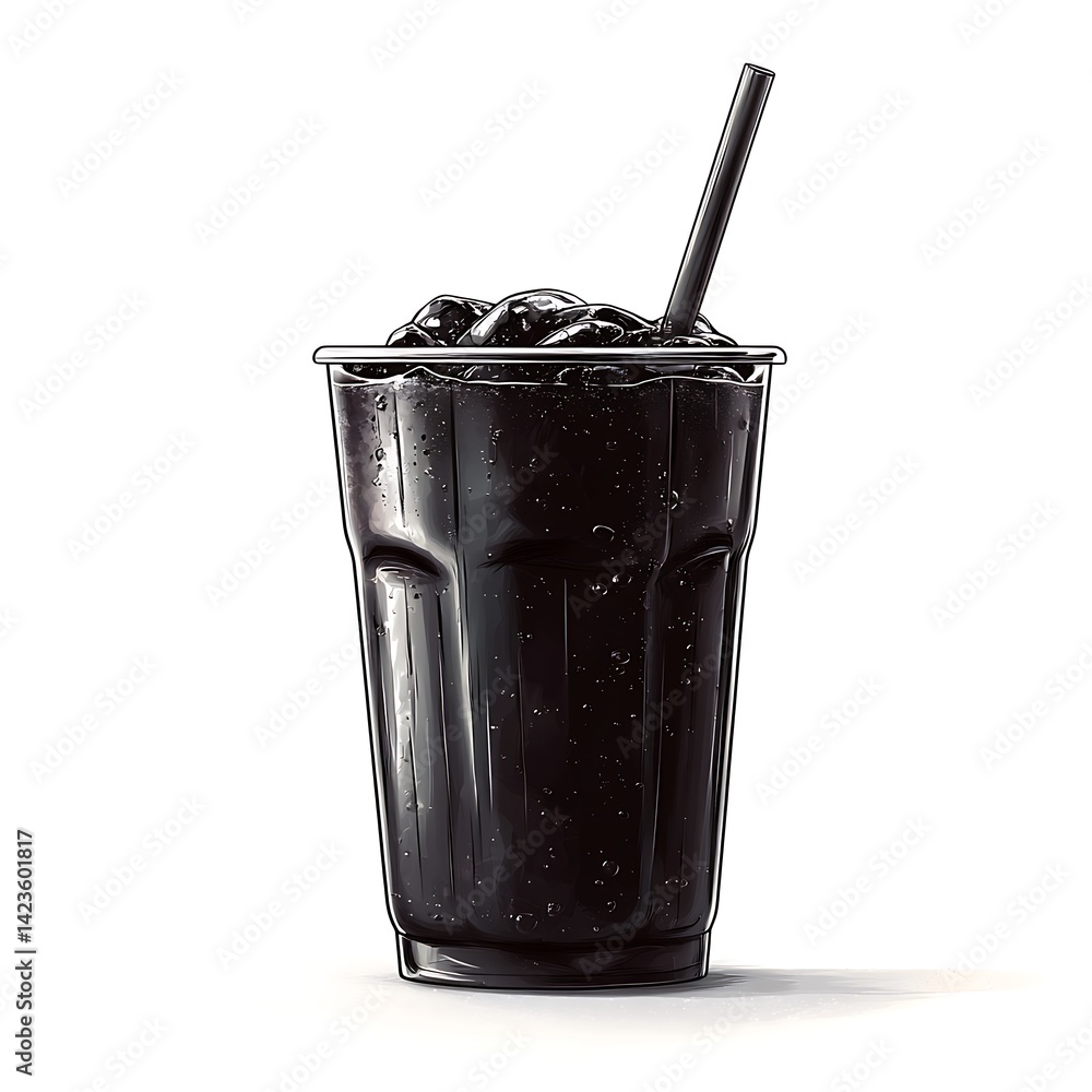 Sleek black smoothie cup with shiny droplets high resolution image Sleek black smoothie cup with shiny droplets high resolution image