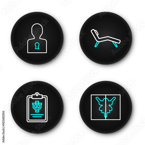 Set line Rorschach test, Psychology, Psi, Armchair and Solution to the problem icon. Vector