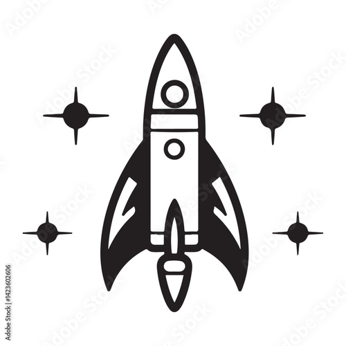 Space Rocket minimal black silhouette