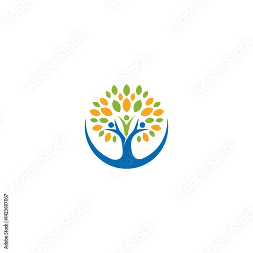 Nature tree logo design. Garden plant natural symbols template. Tree of life branch with leaves business sign collection